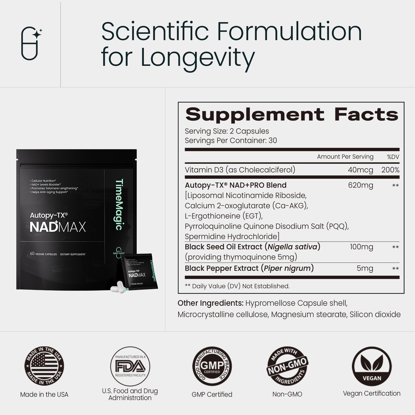 TimeMagic NAD+MAX for Skin Hair Nails Supplement