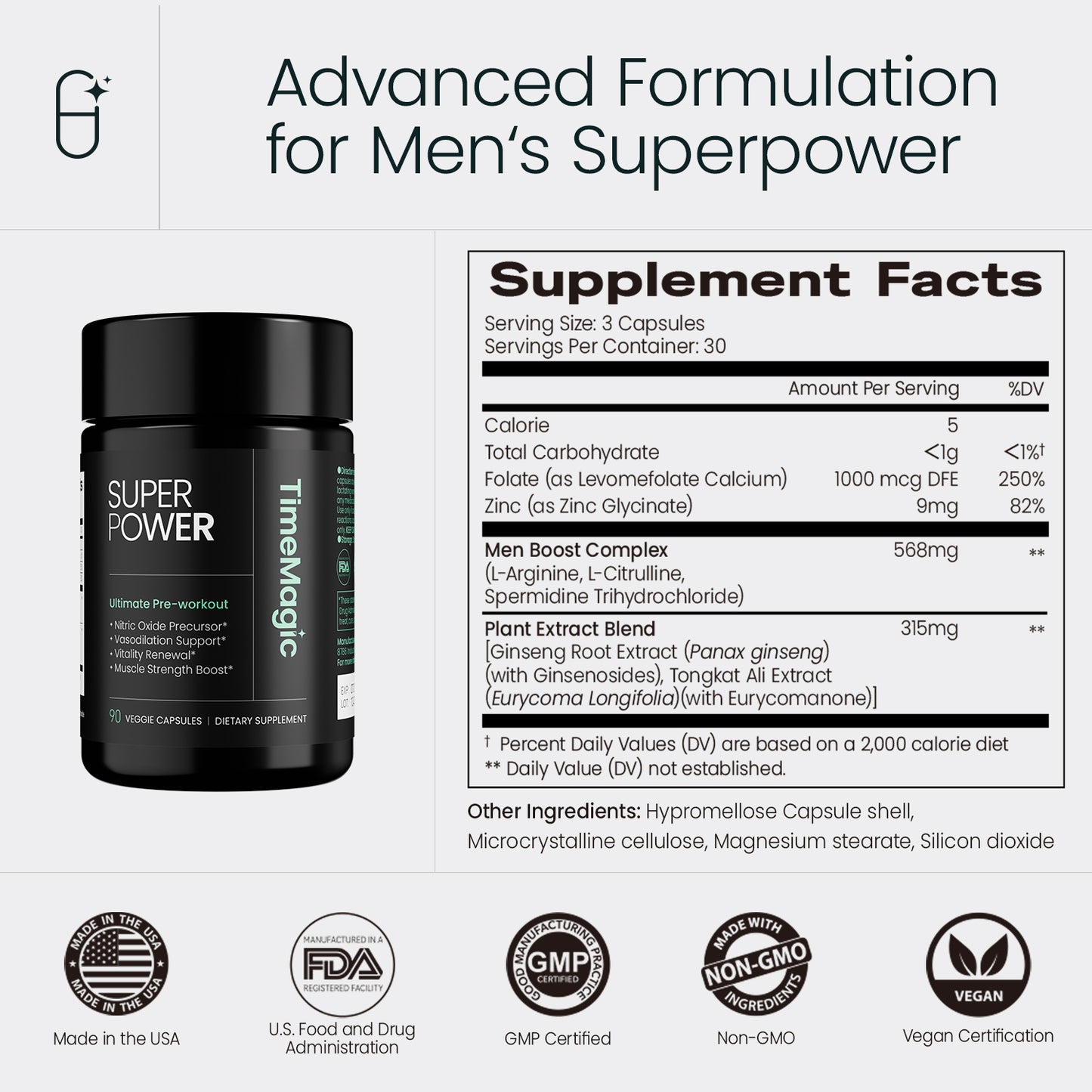 TimeMagic Superpower 7-in-1 Testosterone & Energy Support